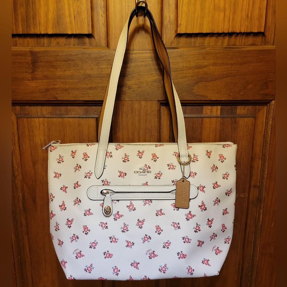 **** SALE****Coach Taylor Floral Print Tote 27165 Chalk White/Multi - Picture 16 of 16